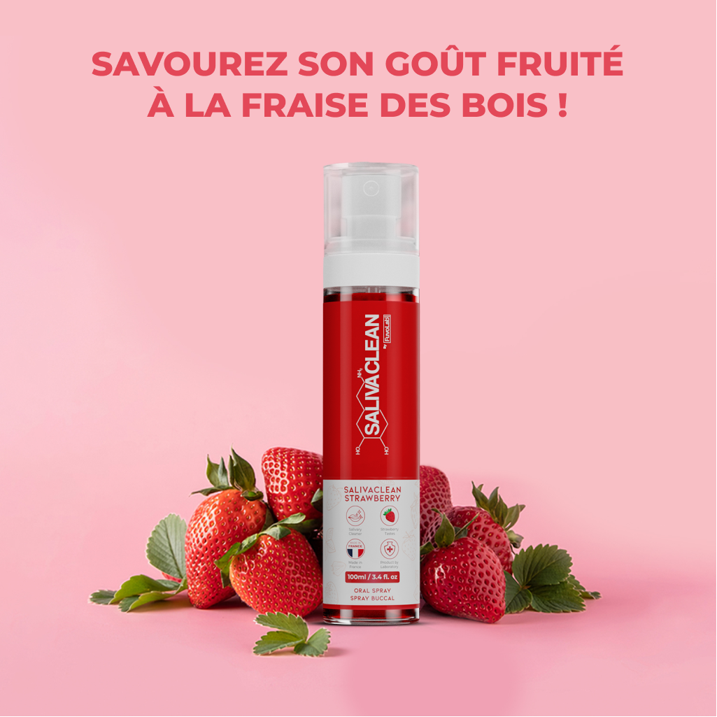 Spray buccal SalivaClean Fraise nettoie
la salive photo studio